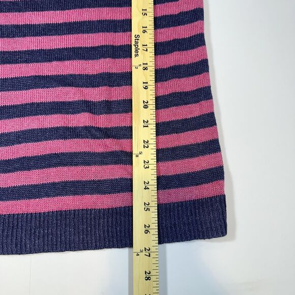 Talbots Sweater Women's L Blue Pink Stripe 100% Linen Knit Long Sleeve Pullover - Picture 9 of 9